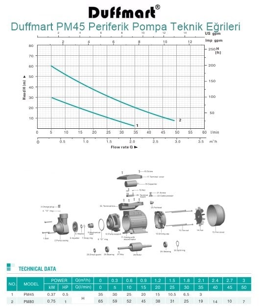 Duffmart PM45 Periferik Pompa 