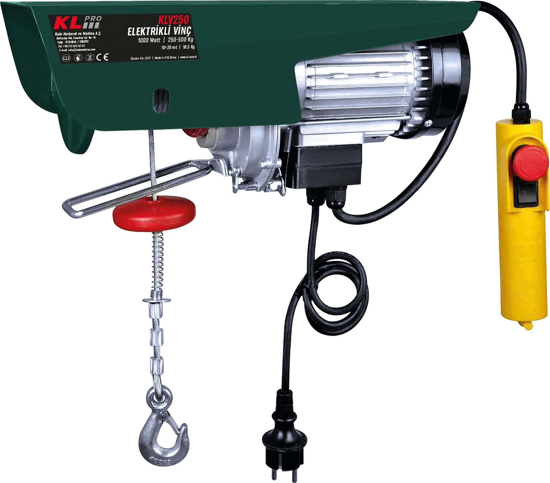 KLPRO KLV250 1000Watt 250/500Kg Elektrikli Vinç