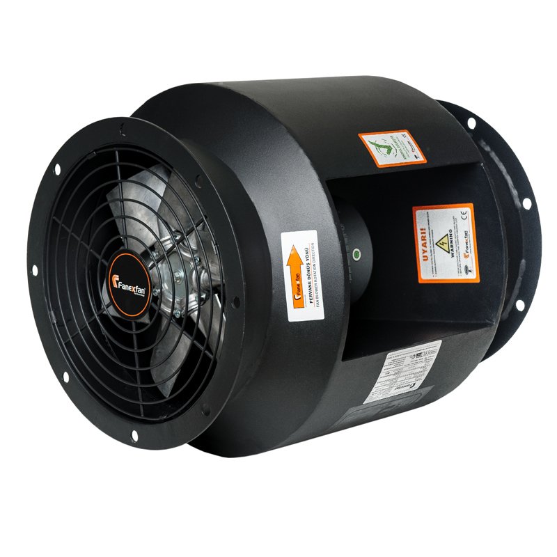 Fanexfan FRTF-450 (2) Yuvarlak Kanal Tipi Aksiyal Tüp Fanlar (Motor Hava Akımı Dışına 180 Derece Dayanıklı) Monofaze