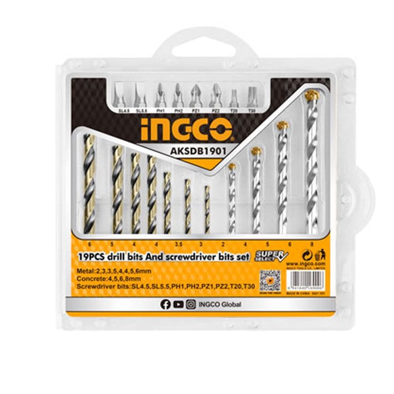 Ingco AKSDB1901 19 Parça Matkap Ucu ve Vida Seti