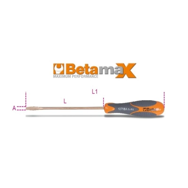 Beta 012700805 1270BA 5x150mm Kıvılcım Çıkarmaz Düz Tornavida