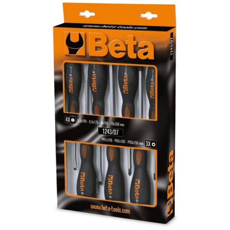 Beta 012430017 1243/D7 1241 ve 1242 7'li Ağır Hizmet Tornavida Seti