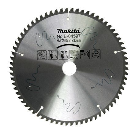 Makita B-04597 MLS100,LS1040,LH1040,LF1000,LS1016/L,LS1018L Gönye Kesme için Elmas Testere Bıçağı 260x30mm 70 Diş
