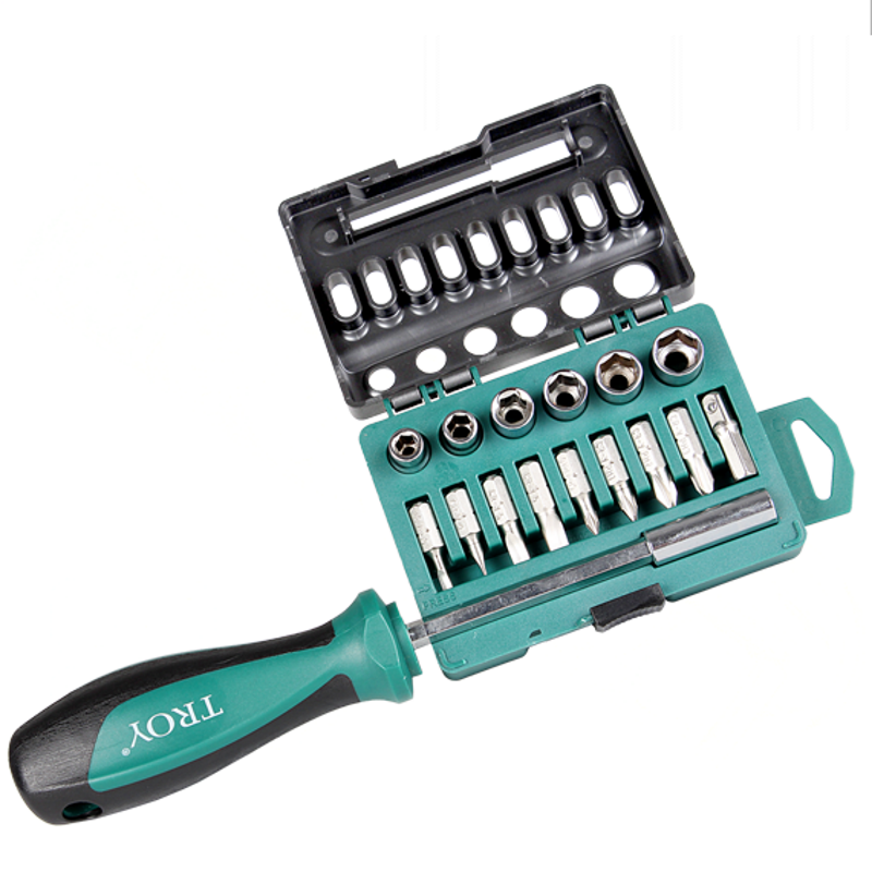 TROY 22316 Bits Uç-Lokma-Tornavida Seti, 16 Parça