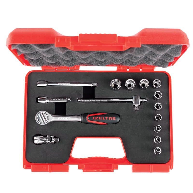 İzeltaş 1107006015 15 Parça 1/4'' Altı Köşe Lokma Anahtar Takımı