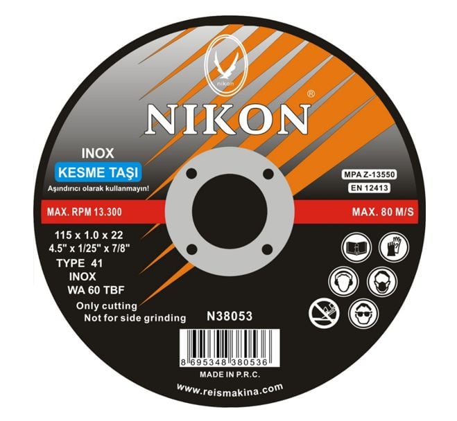 Nikon NIK38053 115x1x22mm Düz İnox Kesme Taşı