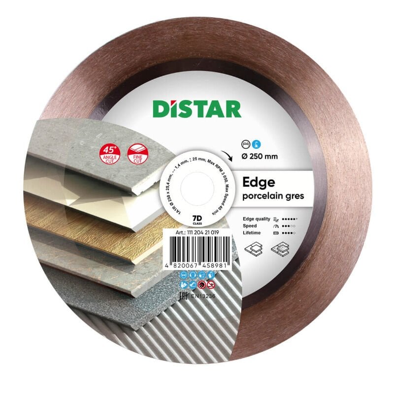DİSTAR 250x1,4x25x25,4 Pah-Kenar Kesim için 45° Elmas Testere