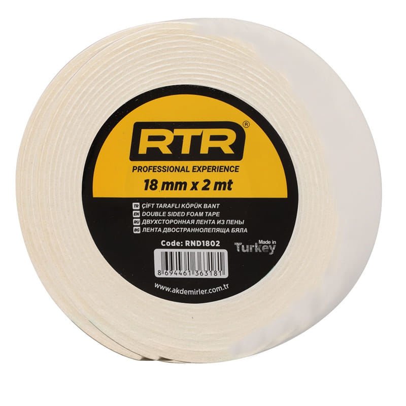 RTRMAX RND1802 18mmx2m Çift Taraflı Köpük Bant, 24 Adet