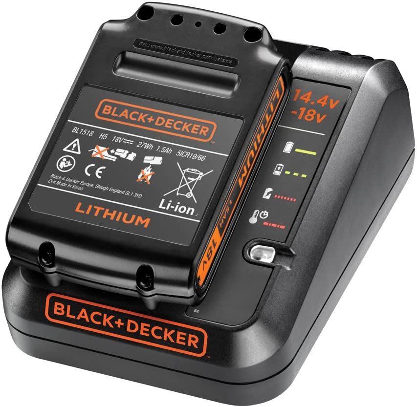 Black+Decker BDC1A15 14.4V/18V Hızlı Şarj Cıhazı +1.5 Ah 18V Li-Ion Batarya