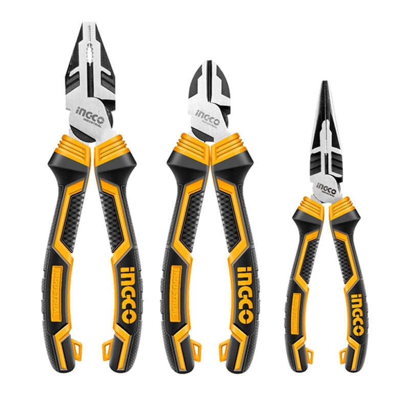 Ingco HKHLPS2831 Endüstriyel 3'lü Set Pense, Yan Keski, Kargaburun Pense