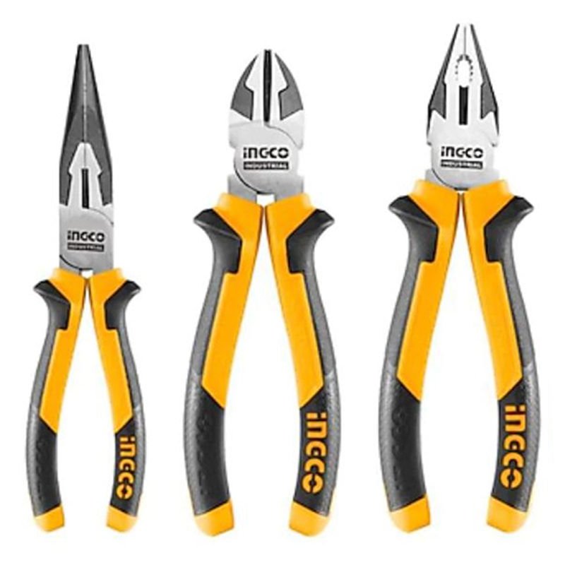 Ingco HKPS28318 Endüstriyel 3'lü Set Pense, Yan Keski, Kargaburun Pense