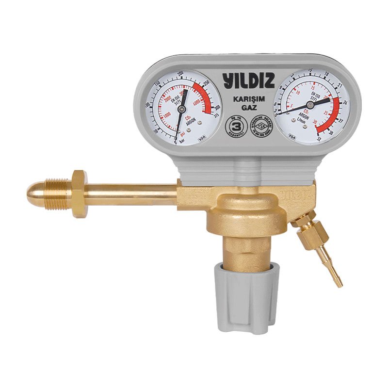 Yıldız 5342S Manometreli 21 L/min G 5/8'' Dış Karışım Gaz Basınç Düşürücü