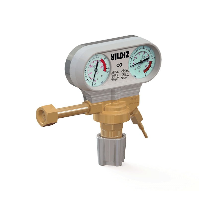 Yıldız 5353S Manometreli 30 L/min W 21.80 x 1/14'' CO2 Basınç Düşürücü