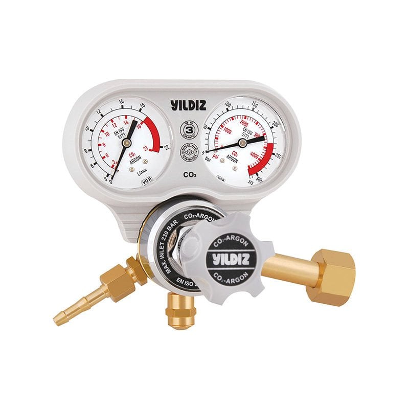 Yıldız 5450S Manometreli 21 L/min W 21.80 x 1/14'' CO2 Basınç Düşürücü