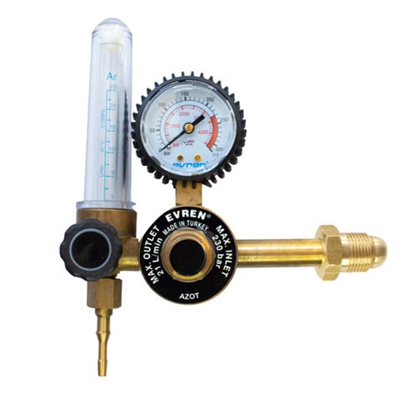 Evren 010 0-230 Bar G5/8'' Dış Tek Flowmetreli Azot Basınç Düşürücü
