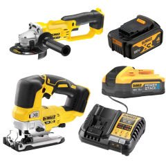 Dewalt DCG412NT-XJ Avuç Taşlama ve DCS334NT-XJ Dekupaj Testere 4Ah-5Ah Powerstack Akü ile Şarj Cihazı Seti