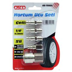 Ozco OS79905 1/4'' 5'li Çelik Alaşımlı Hortum Ucu Seti